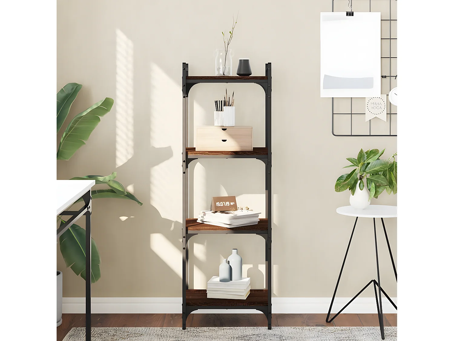 Bibliothèque 4 niveaux chêne marron 40x30x120cm bois ingénierie