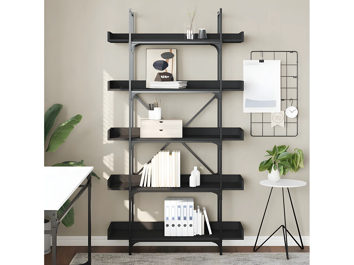 Librería 5 estantes madera de ingeniería negro 100x33x180,5 cm