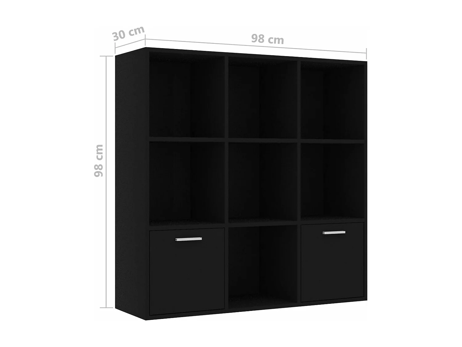 Bibliothèque Noir 98x30x98 cm Aggloméré