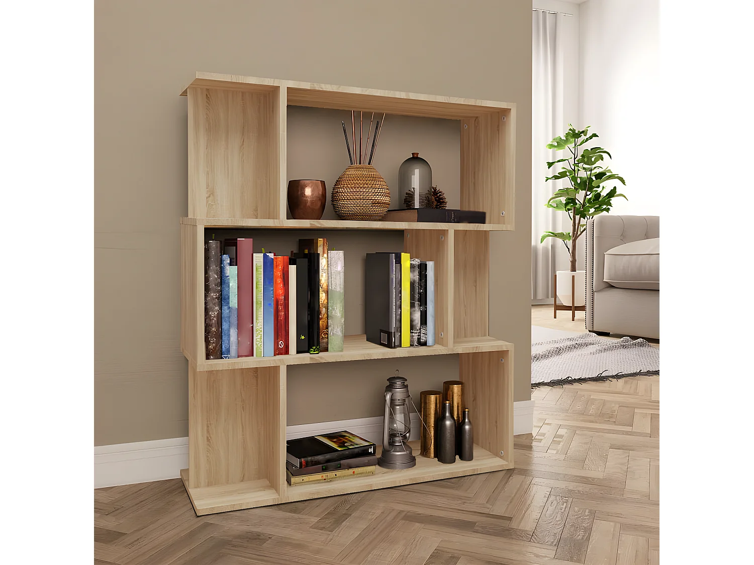 Bibliothèque/Séparateur de pièce Chêne sonoma 80x24x96 cm