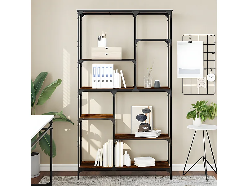 Bibliothèque chêne sonoma 99x35,5x176 cm bois ingénierie acier