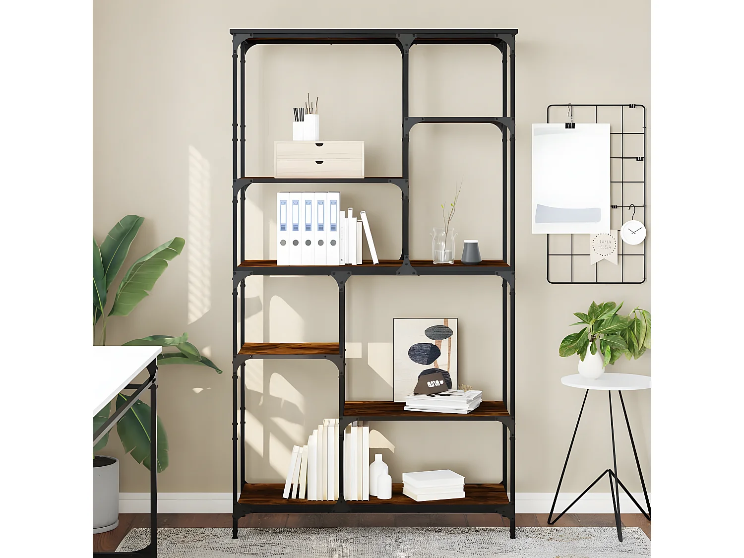 Bibliothèque chêne sonoma 99x35,5x176 cm bois ingénierie acier