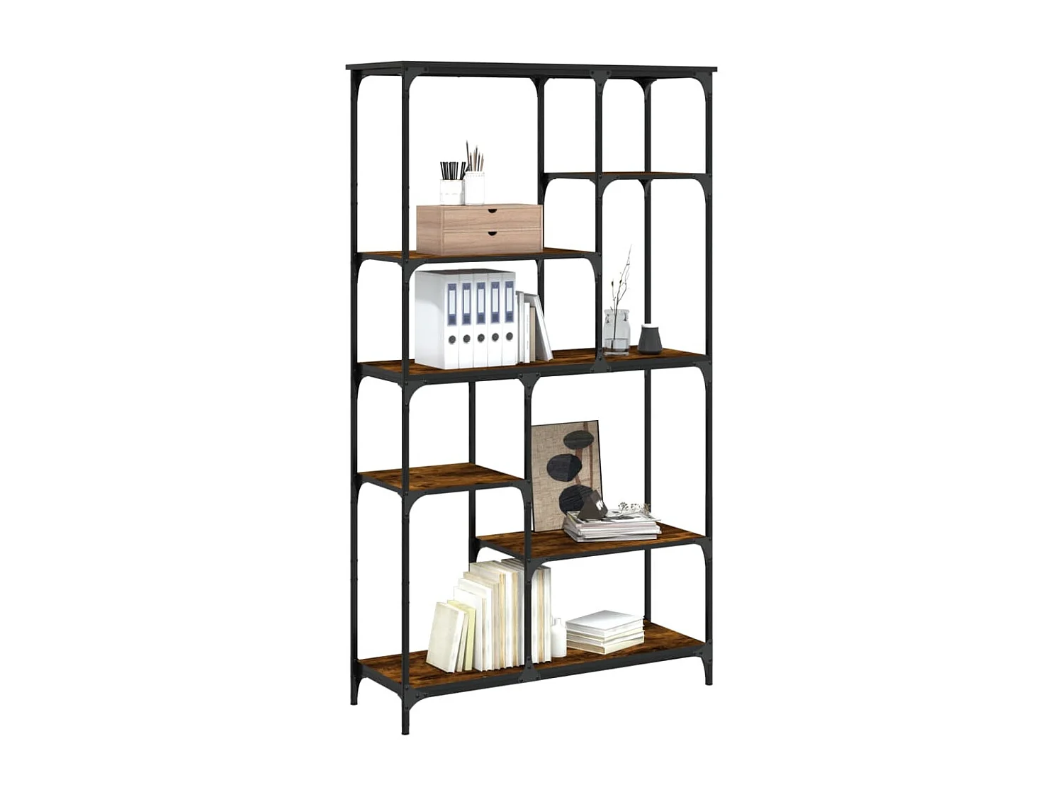 Bibliothèque chêne sonoma 99x35,5x176 cm bois ingénierie acier