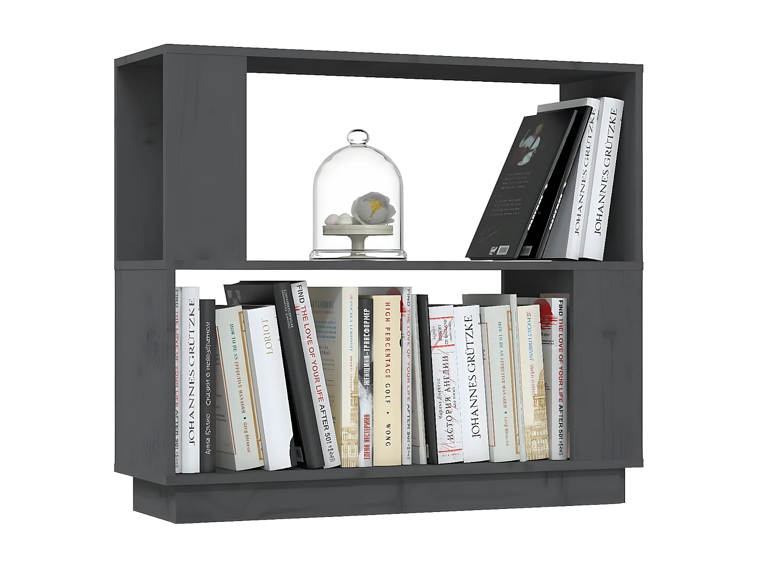 Boekenkast/kamerscherm 80x25x70 cm massief grenenhout grijs