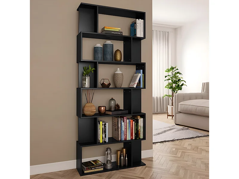 Bibliothèque/Séparateur de pièce Noir 80x24x192 cm Aggloméré