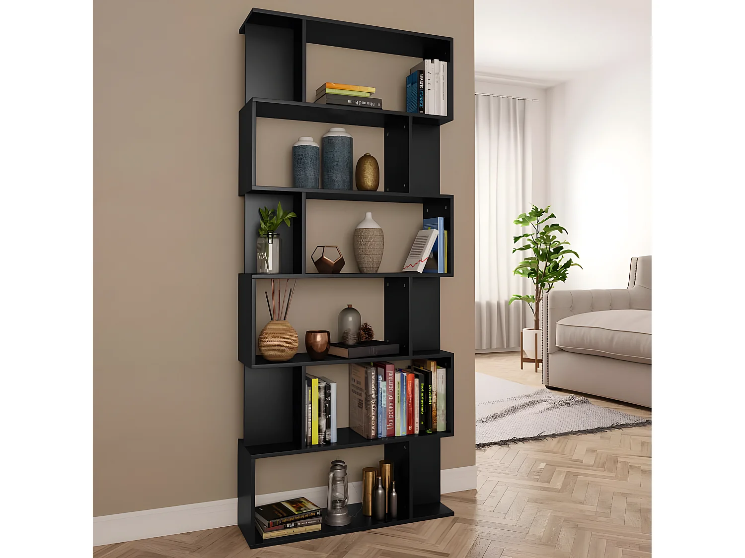 Bibliothèque/Séparateur de pièce Noir 80x24x192 cm Aggloméré