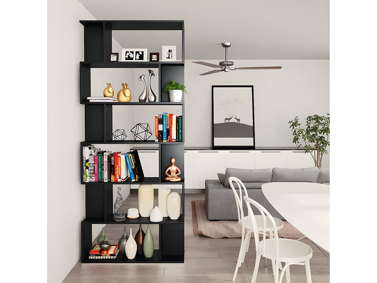 Bibliothèque/Séparateur de pièce Noir 80x24x192 cm Aggloméré