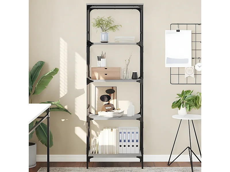 Estante c/ 5 prateleiras derivados de madeira cinzento sonoma