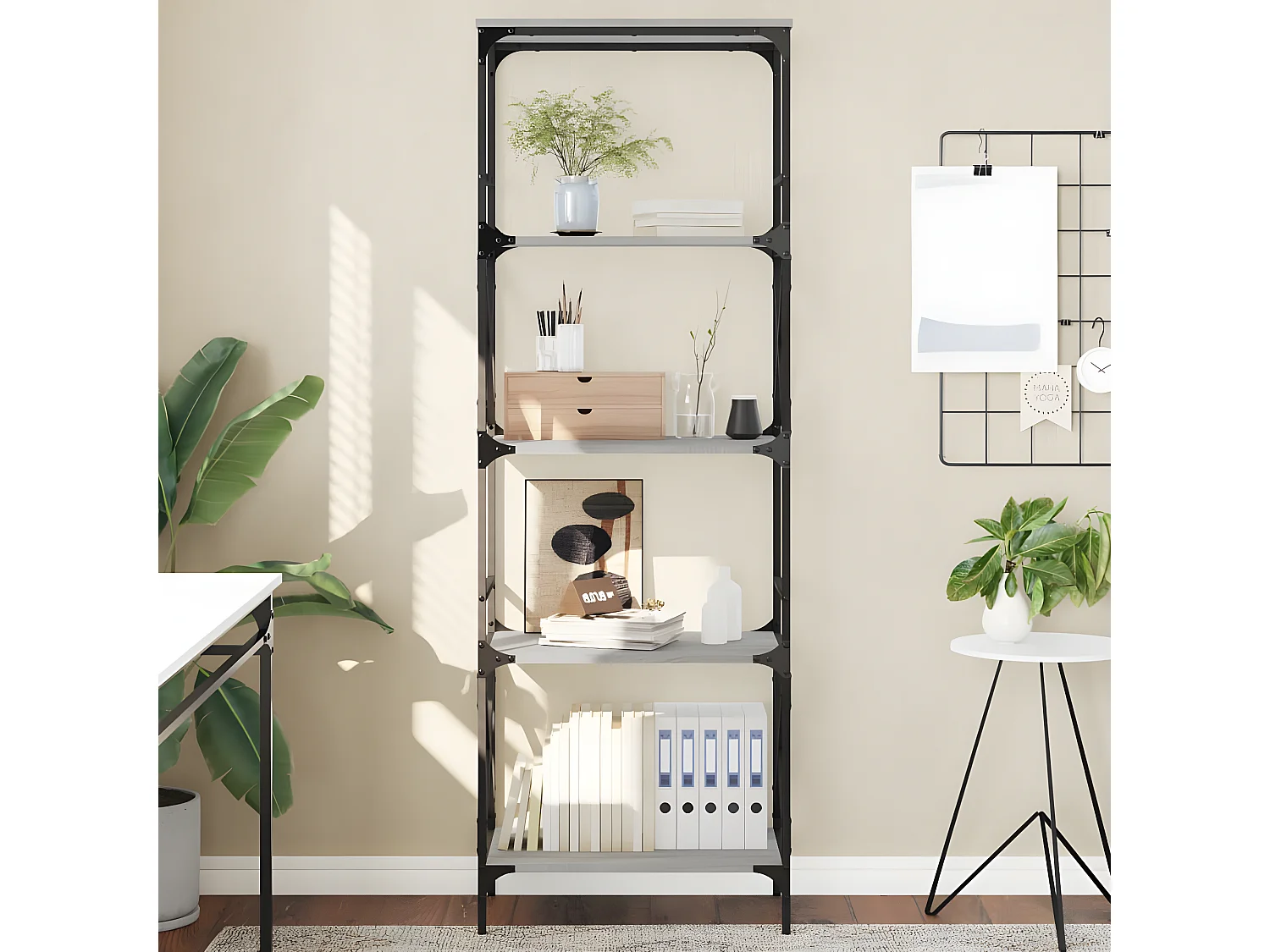 Librería 5 estantes madera ingeniería gris Sonoma 59x35x171 cm