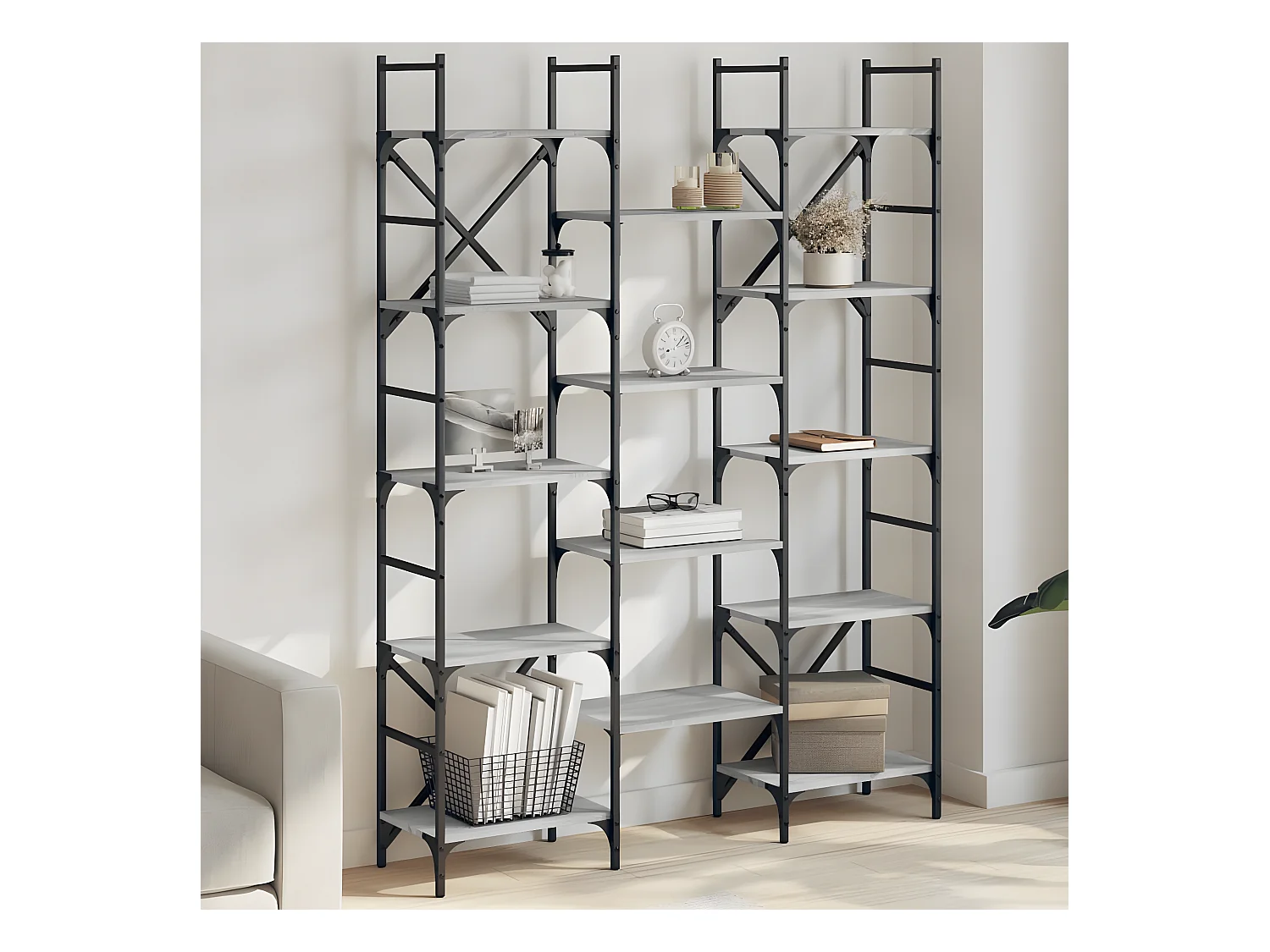 Estantería madera de ingeniería gris Sonoma 127,5x28,5x172,5 cm