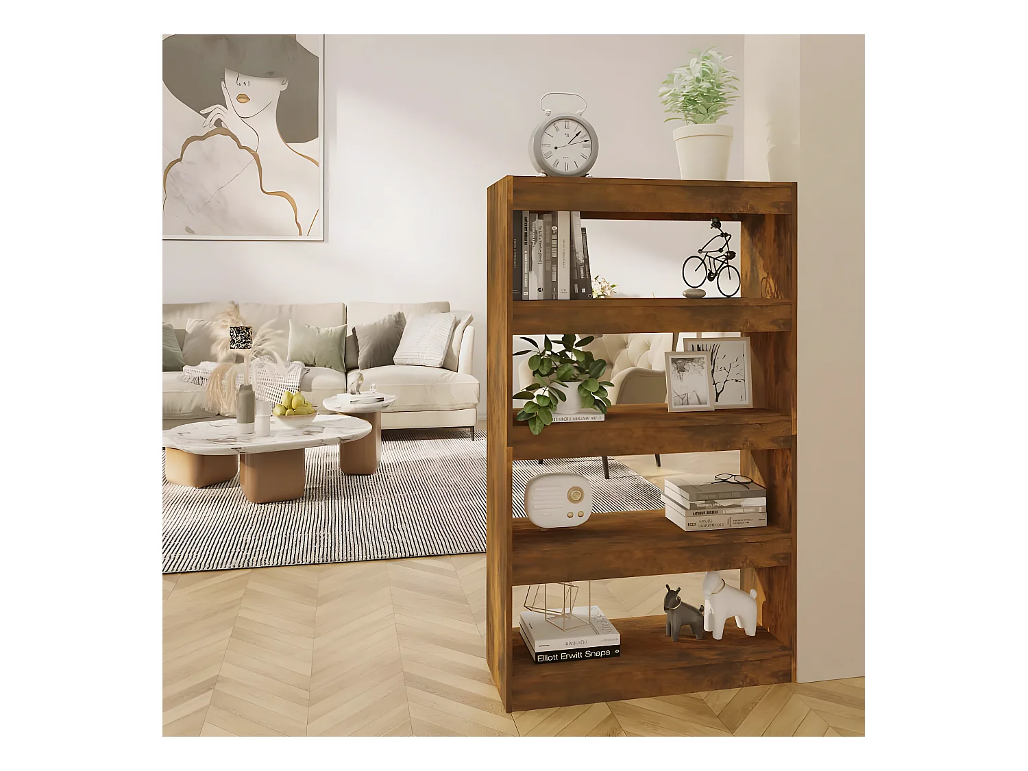 Bibliothèque/Séparateur de pièce Chêne fumé 80x30x135 cm