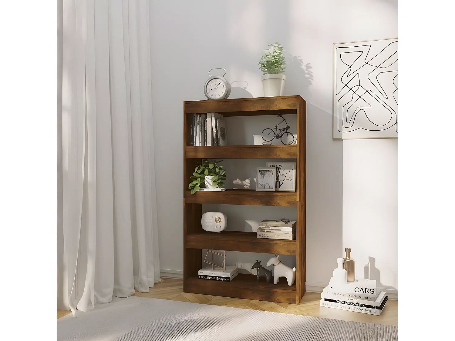 Bibliothèque/Séparateur de pièce Chêne fumé 80x30x135 cm