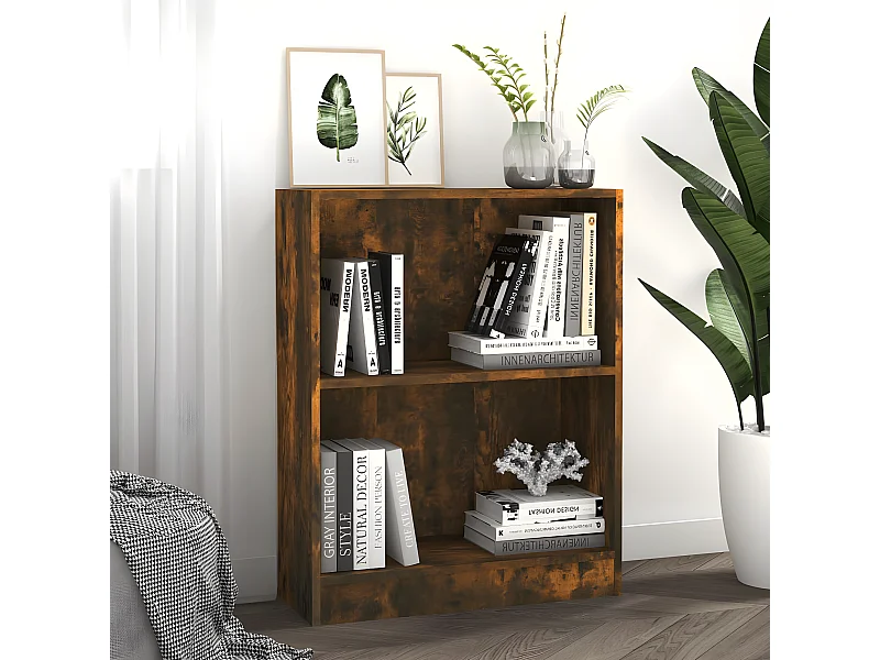 Boekenkast 60x24x76 cm bewerkt hout gerookt eikenkleurig