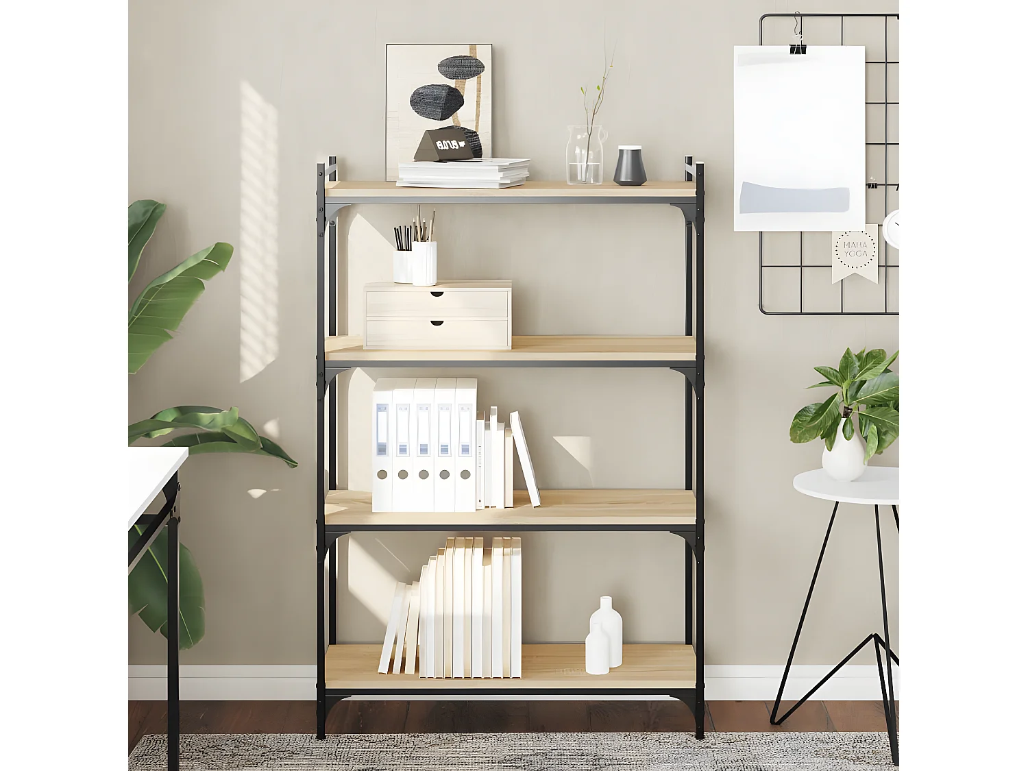 Librería 4 estantes madera ingeniería roble Sonoma 80x30x120 cm