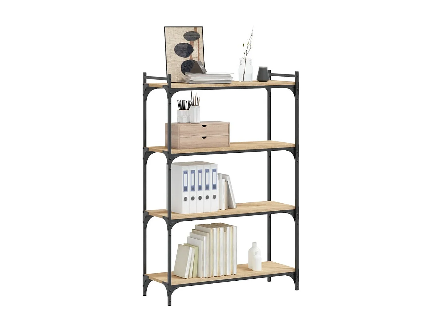 Librería 4 estantes madera ingeniería roble Sonoma 80x30x120 cm