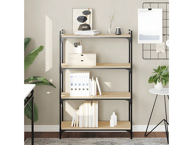 Librería 4 estantes madera ingeniería roble Sonoma 80x30x120 cm