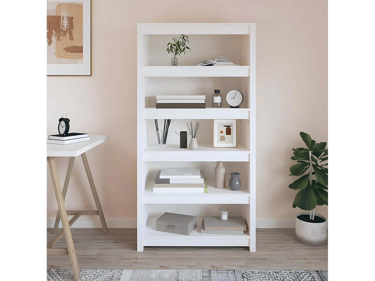 Boekenkast 80x35x154 cm massief grenenhout wit