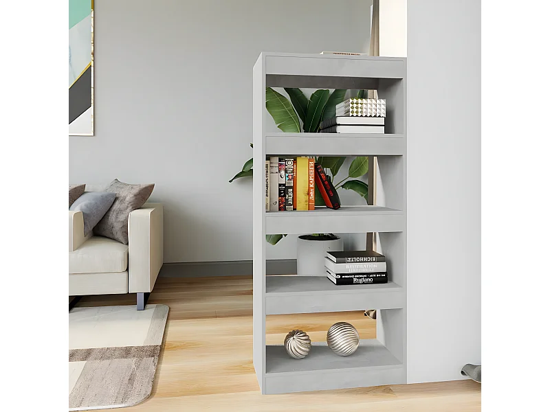 Estantería madera contrachapada gris hormigón 60x30x135 cm