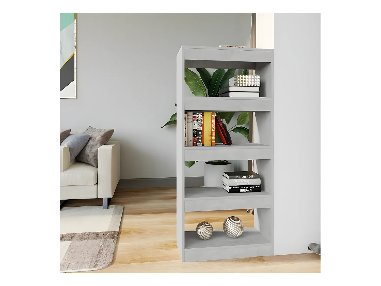 Bibliothèque/Cloison Gris béton 60x30x135 cm Bois d'ingénierie