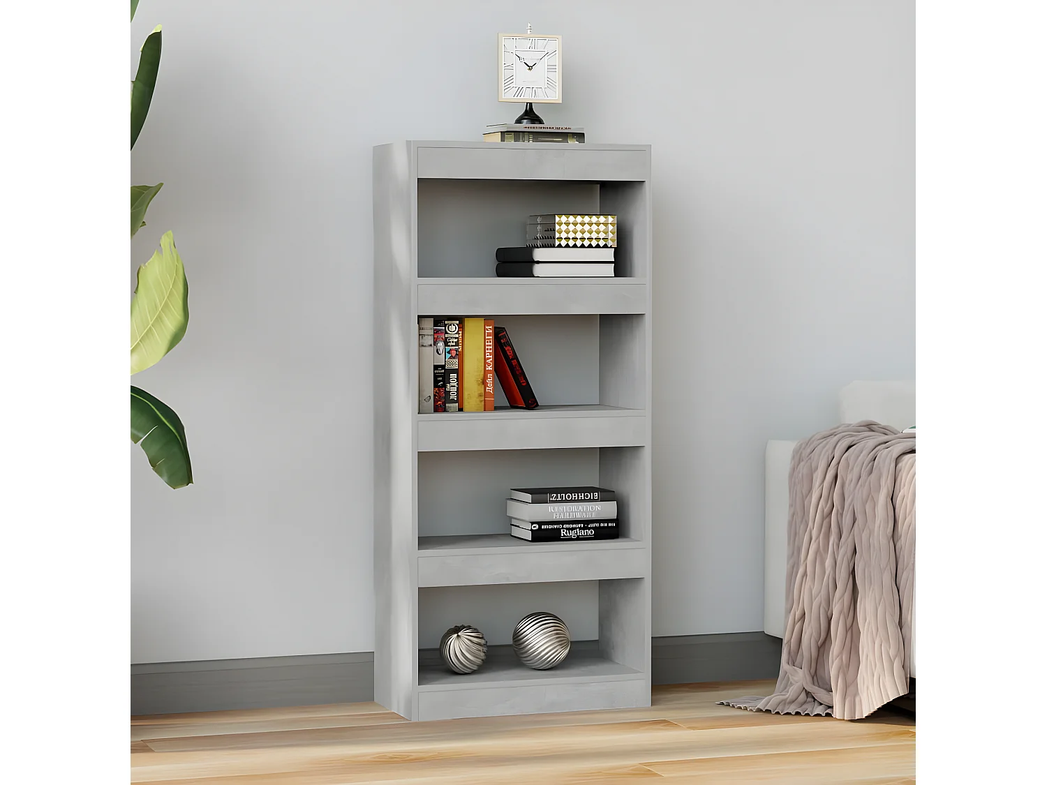 Boekenkast/kamerscherm 60x30x135 cm bewerkt hout betongrijs