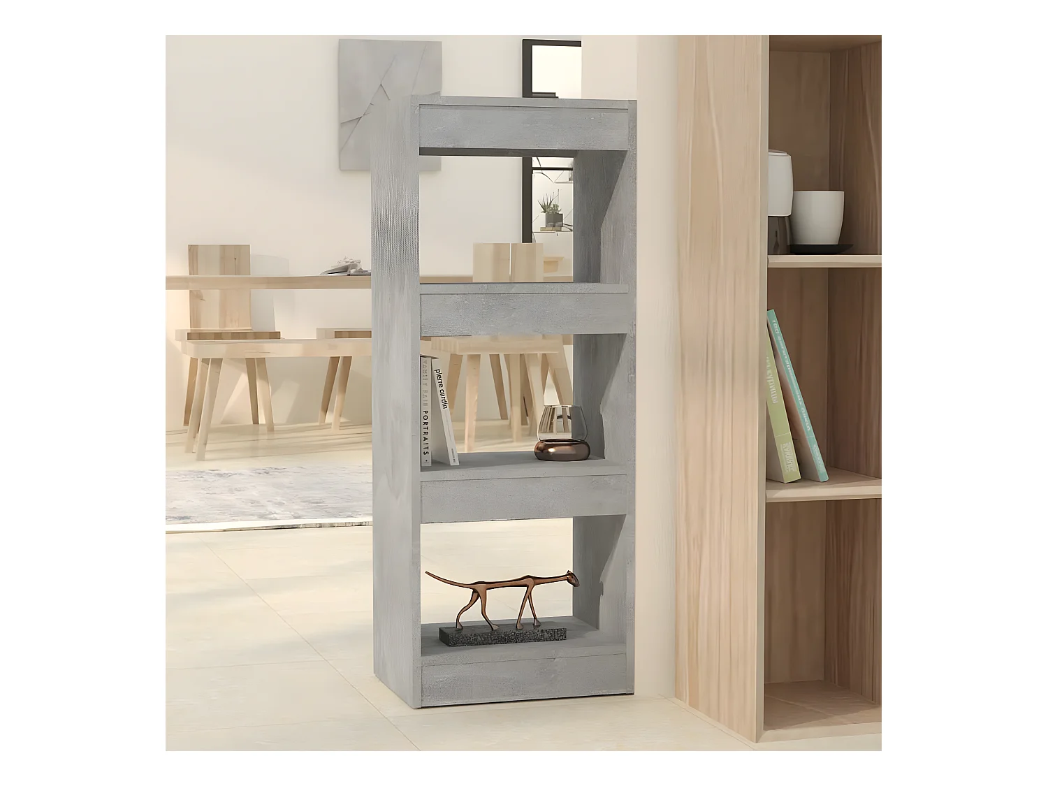 Bibliothèque/Séparateur de pièce Gris béton 40x30x103 cm