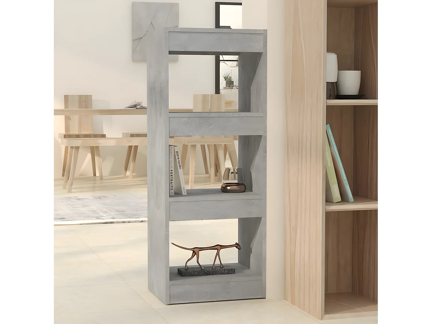 Bibliothèque/Séparateur de pièce Gris béton 40x30x103 cm