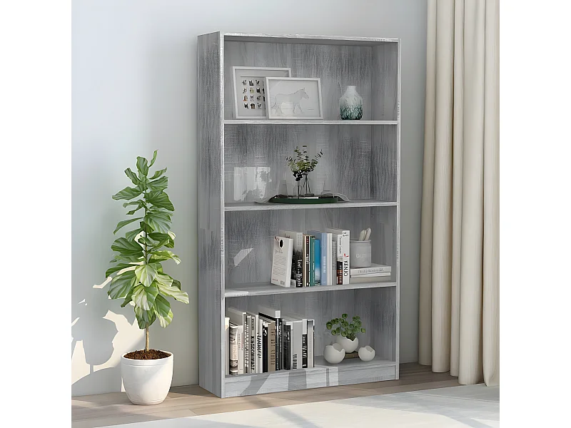 Estante 4 prateleiras 80x24x142 cm deriv. madeira cinza-cimento