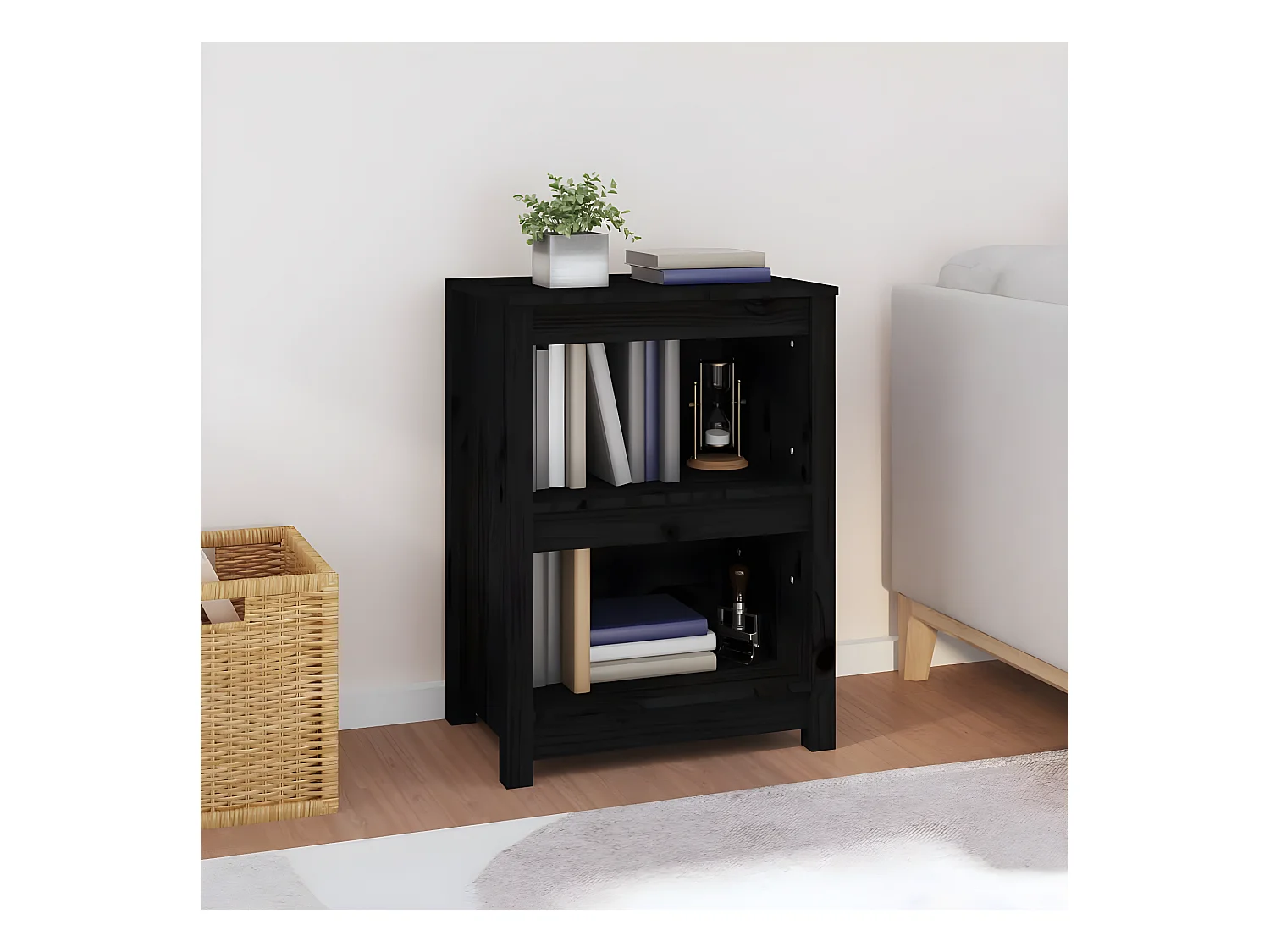 Bibliothèque Noir 50x35x68 cm Bois de pin massif