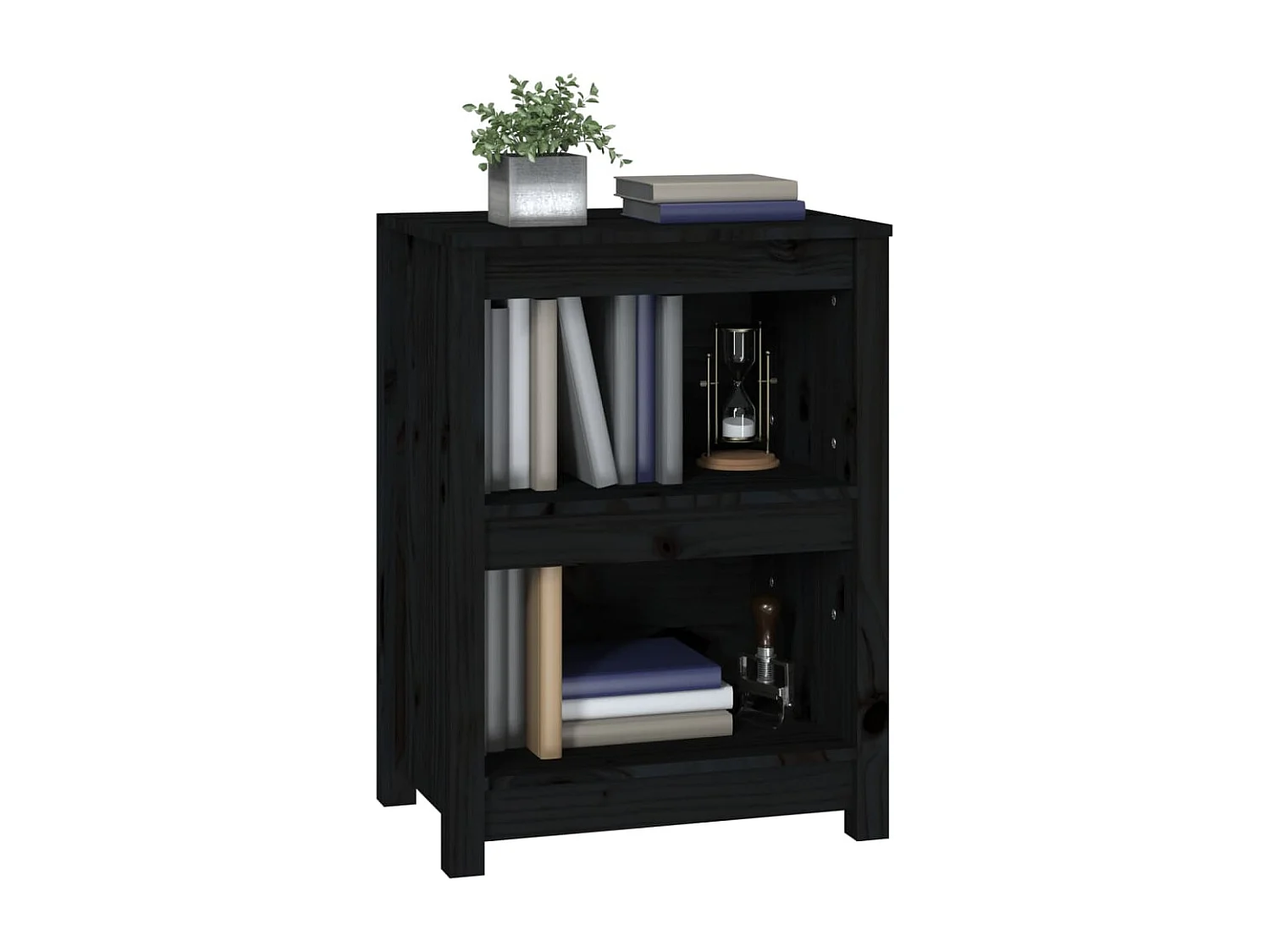 Bibliothèque Noir 50x35x68 cm Bois de pin massif