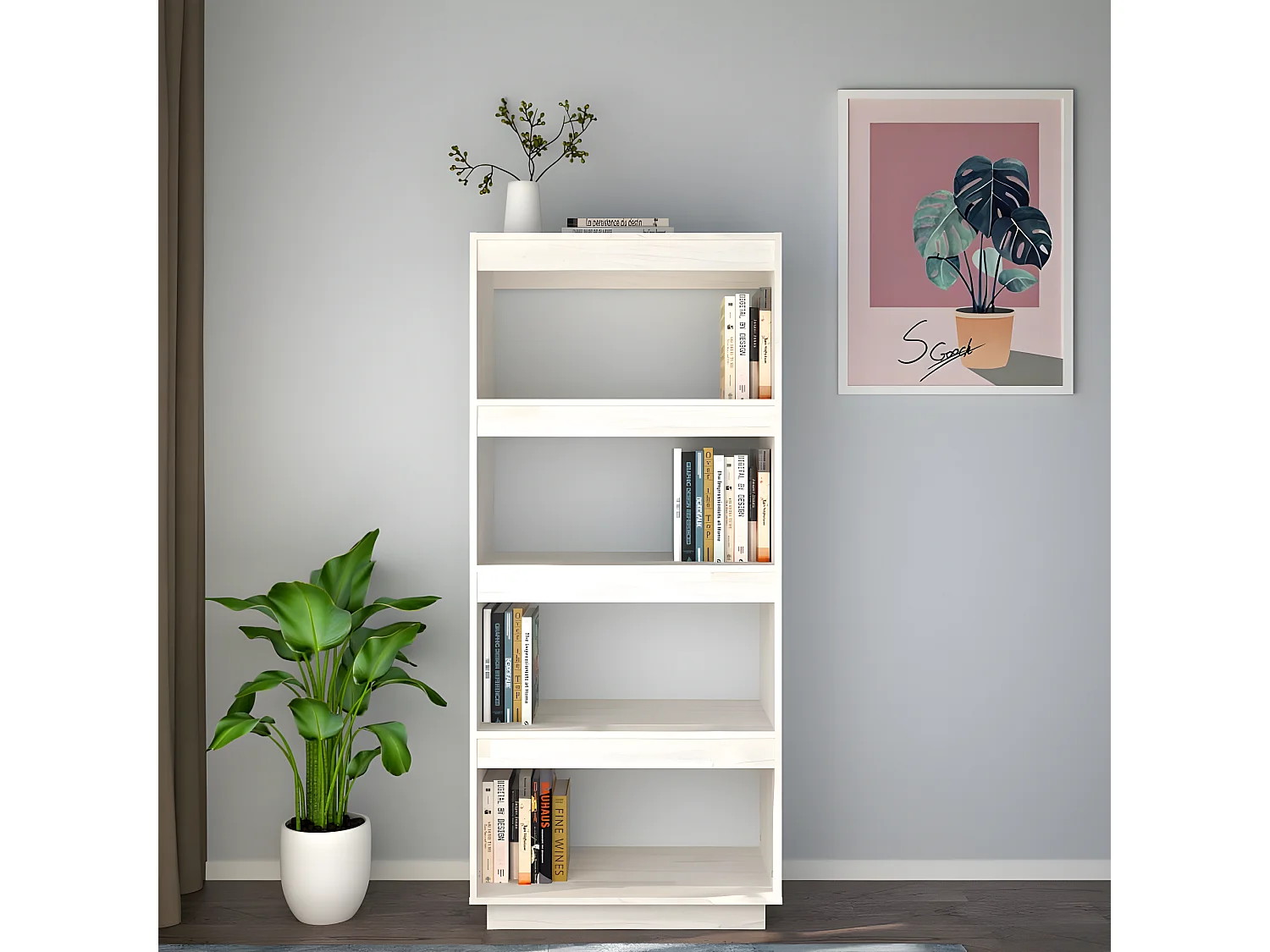 Bibliothèque/Séparateur de pièce Blanc 60x35x135 cm Pin massif