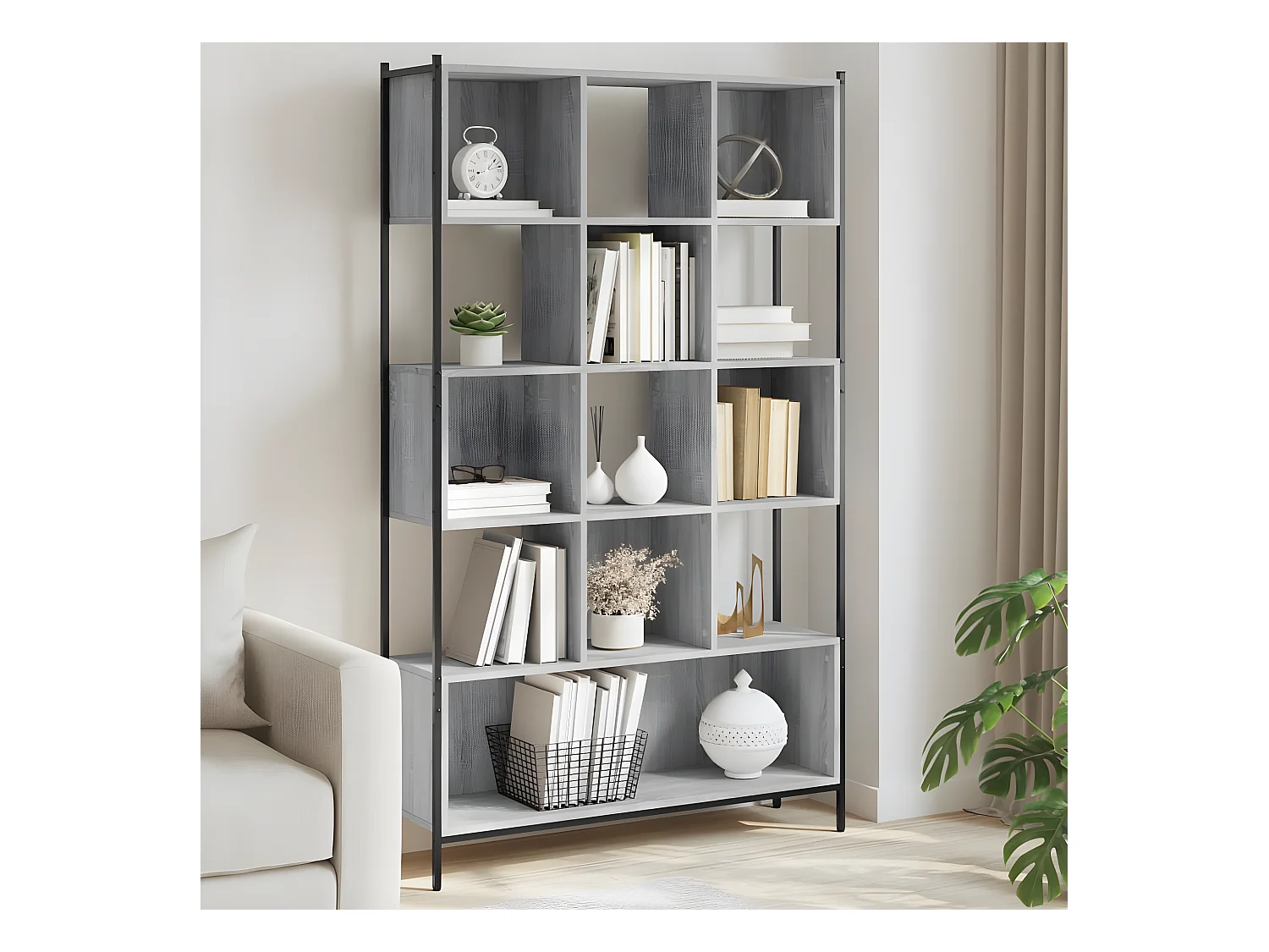 Bibliothèque sonoma gris 102x28x172 cm bois d'ingénierie