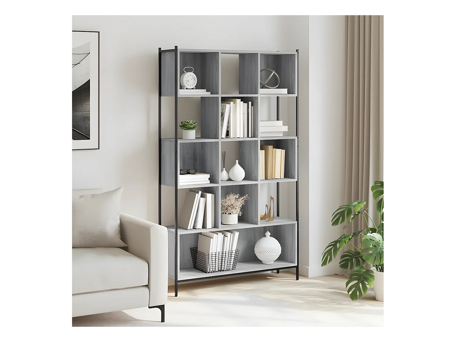 Estante 102x28x172 cm derivados de madeira cinzento sonoma