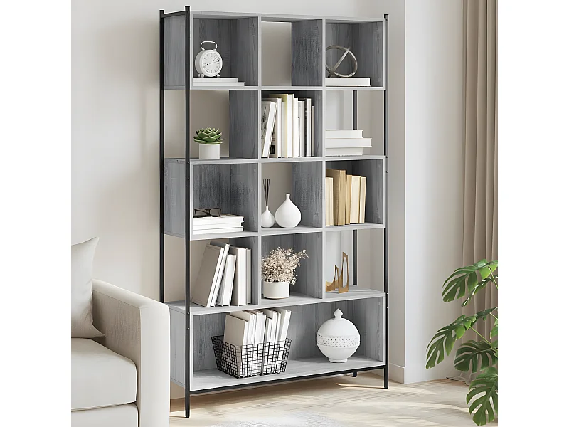 Bibliothèque sonoma gris 102x28x172 cm bois d'ingénierie