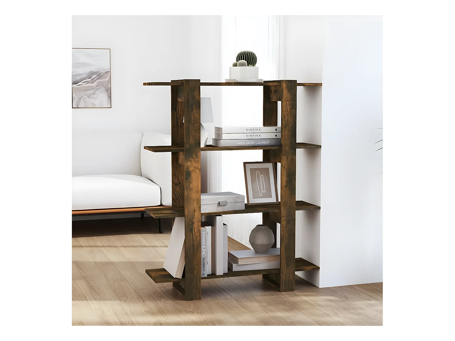 Bibliothèque/Séparateur de pièce Chêne fumé 100x30x123,5 cm