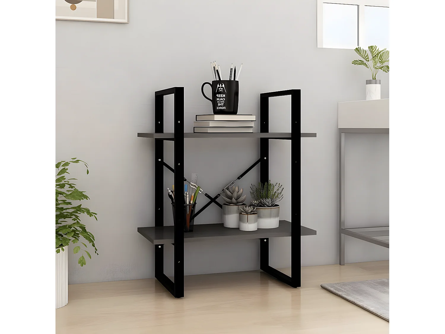 Boekenkastukkenmet 2 schappen 60x30x70 cm massief grenenhout grijs