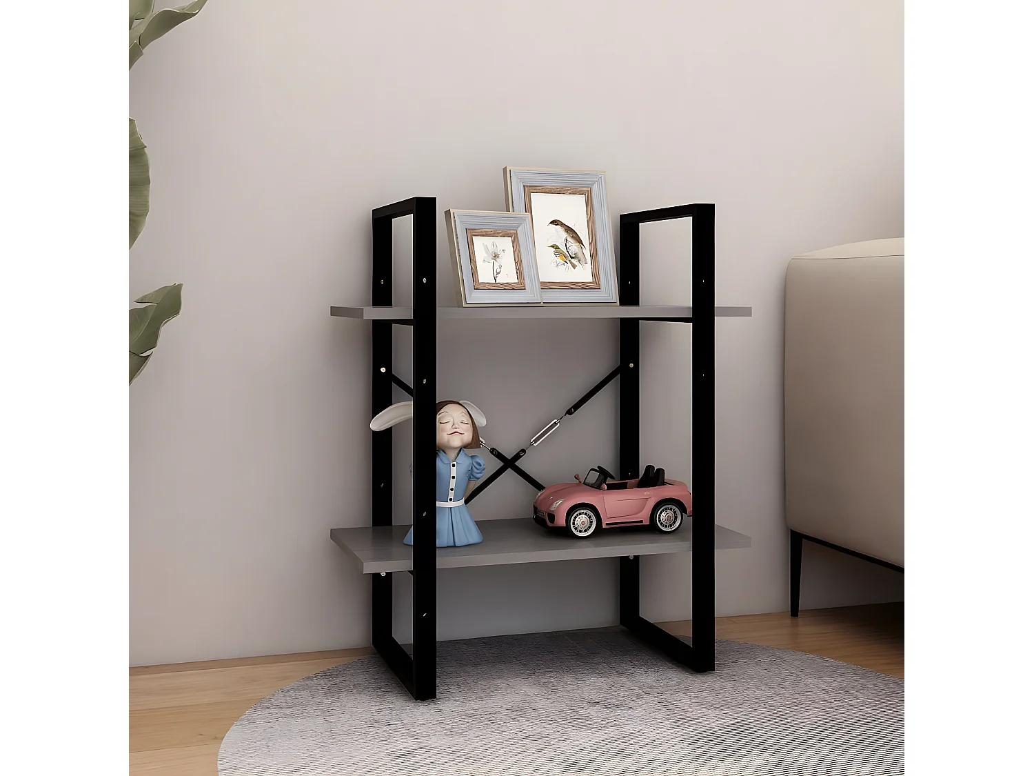 Boekenkastukkenmet 2 schappen 60x30x70 cm massief grenenhout grijs