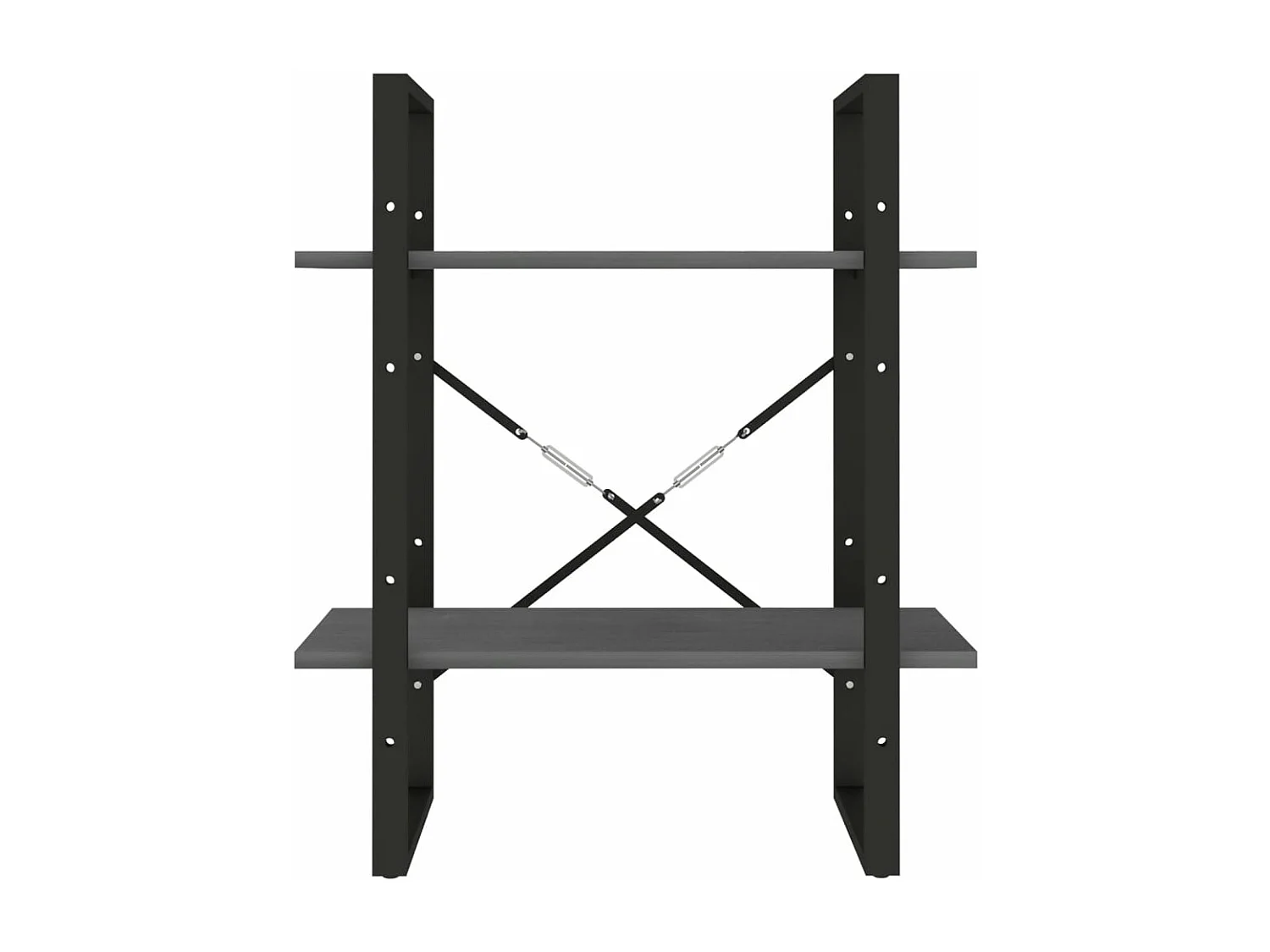 Estantería 2 niveles madera maciza de pino gris 60x30x70 cm