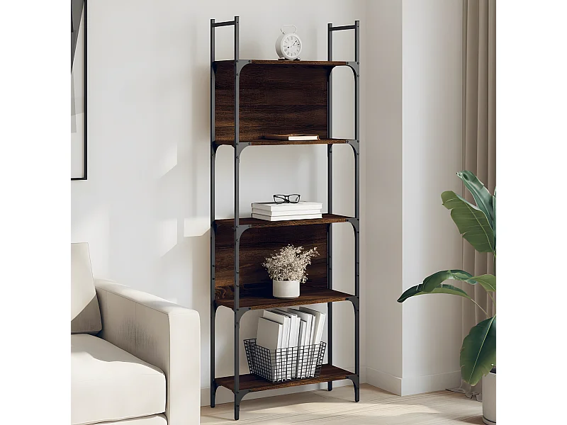 Librería de 5 estantes madera roble marrón 60,5x24x166,5 cm