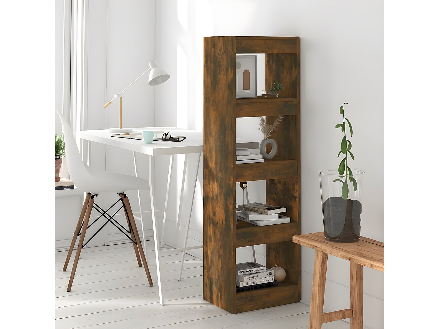 Tantería Martín Librería De Almacenaje De Pared,Color Roble Con 4