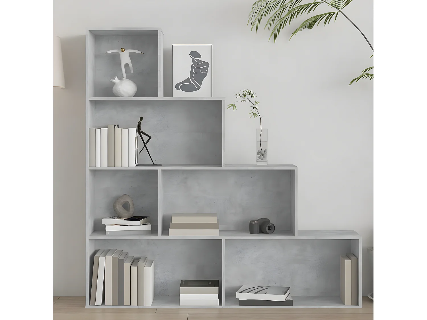 Estantería madera contrachapada gris hormigón 155x24x160cm