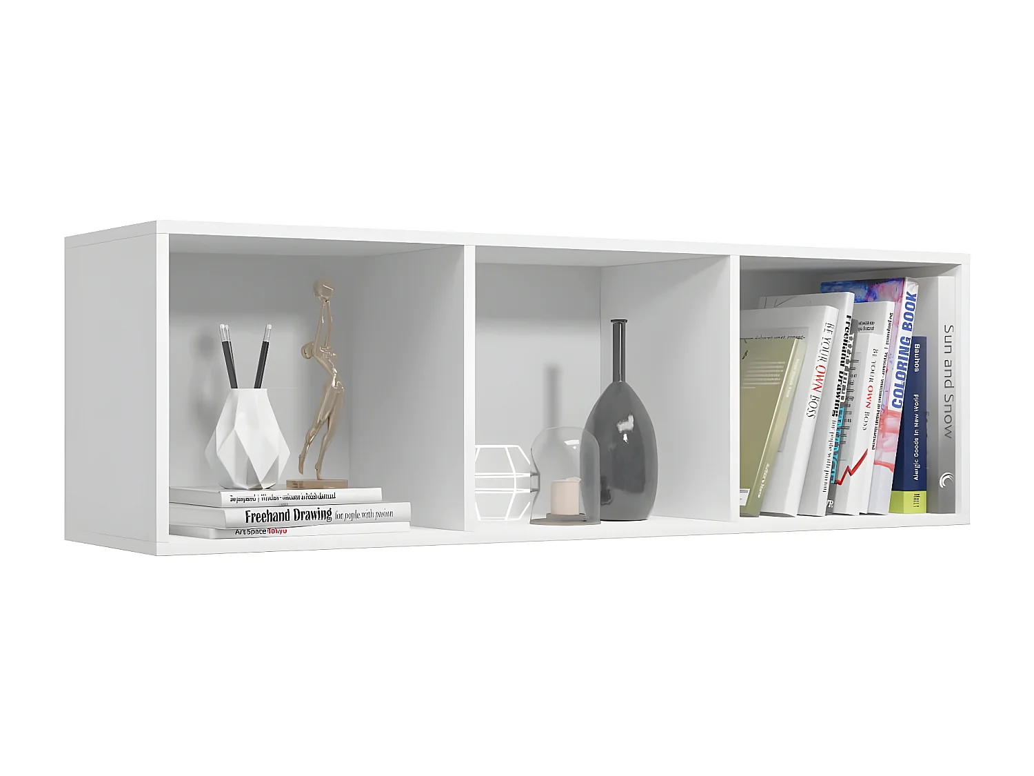 Boekenkast/tv-meubel 36x30x114 cm bewerkt hout wit