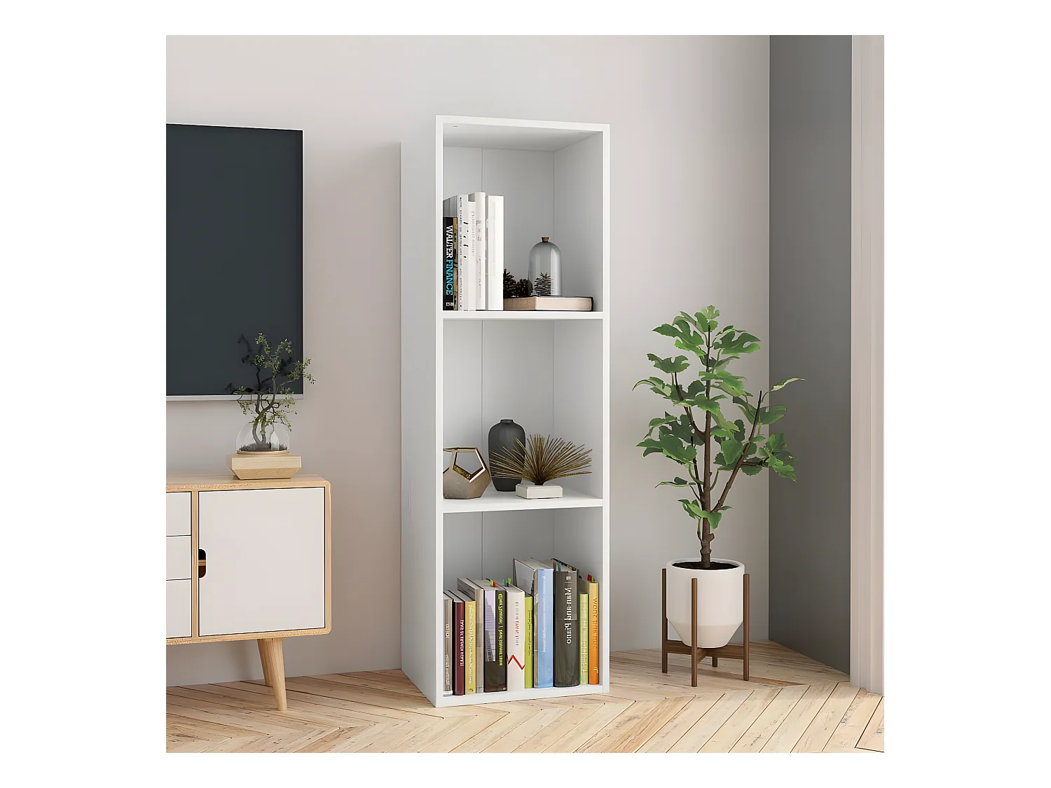 Bibliothèque/Meuble TV Blanc 36x30x114 cm Bois d'ingénierie