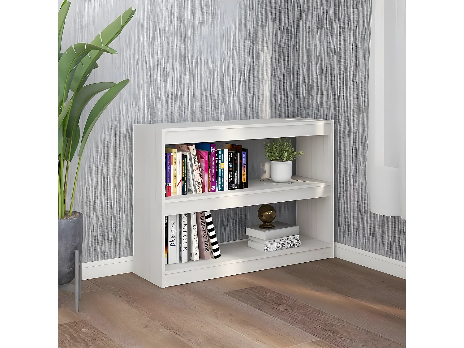 Bibliothèque/Séparateur de pièce Blanc 100x30x71,5cm Pin massif