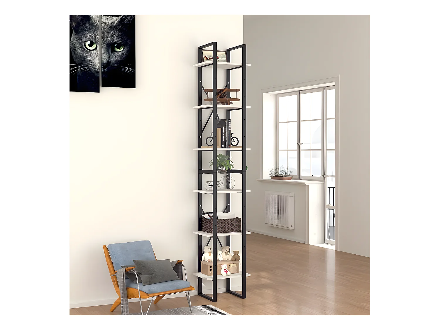 Bibliothèque à 6 niveaux Blanc 40x30x210 cm Aggloméré