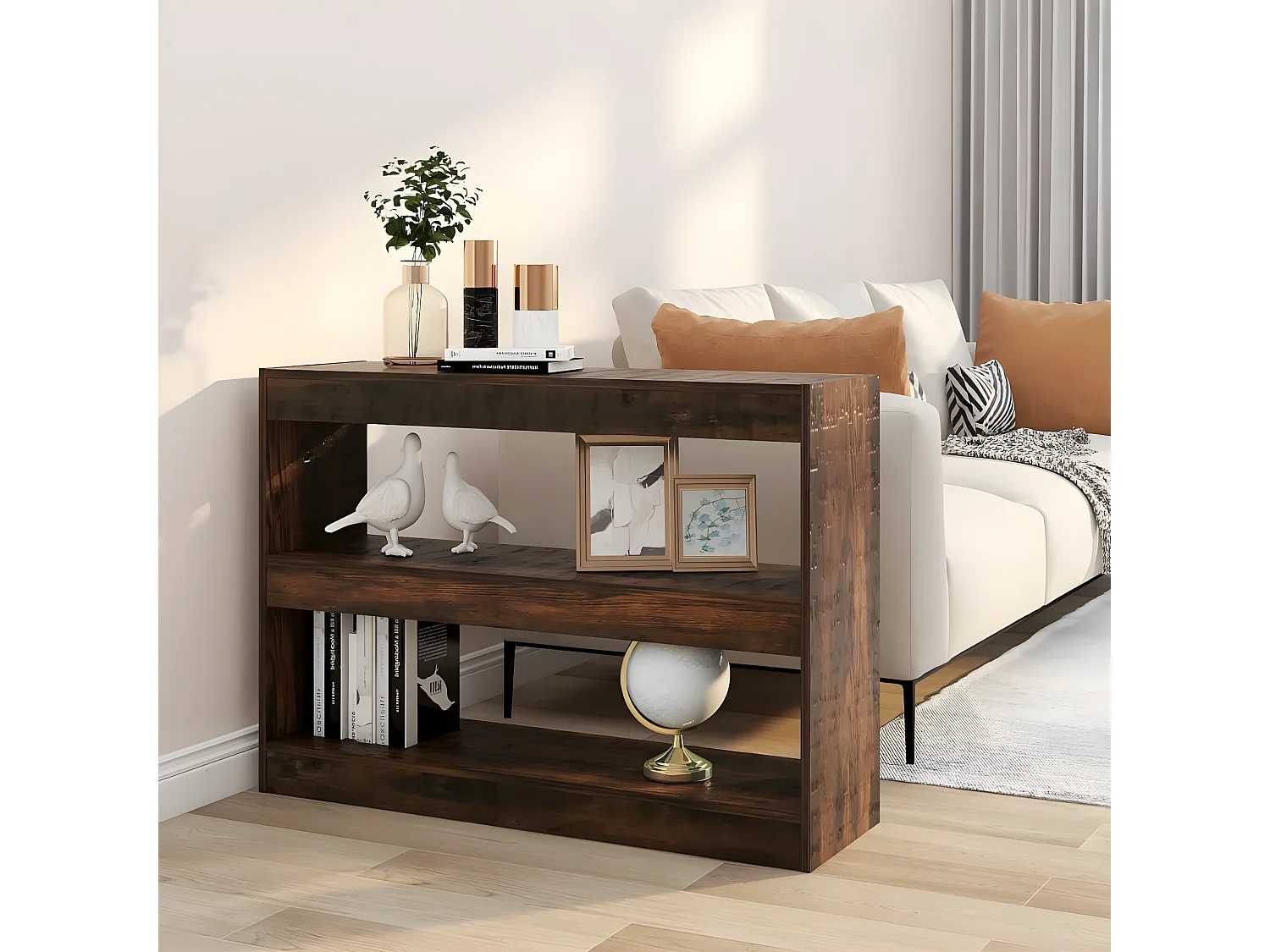 Bibliothèque/Séparateur de pièce Chêne fumé 100x30x72 cm