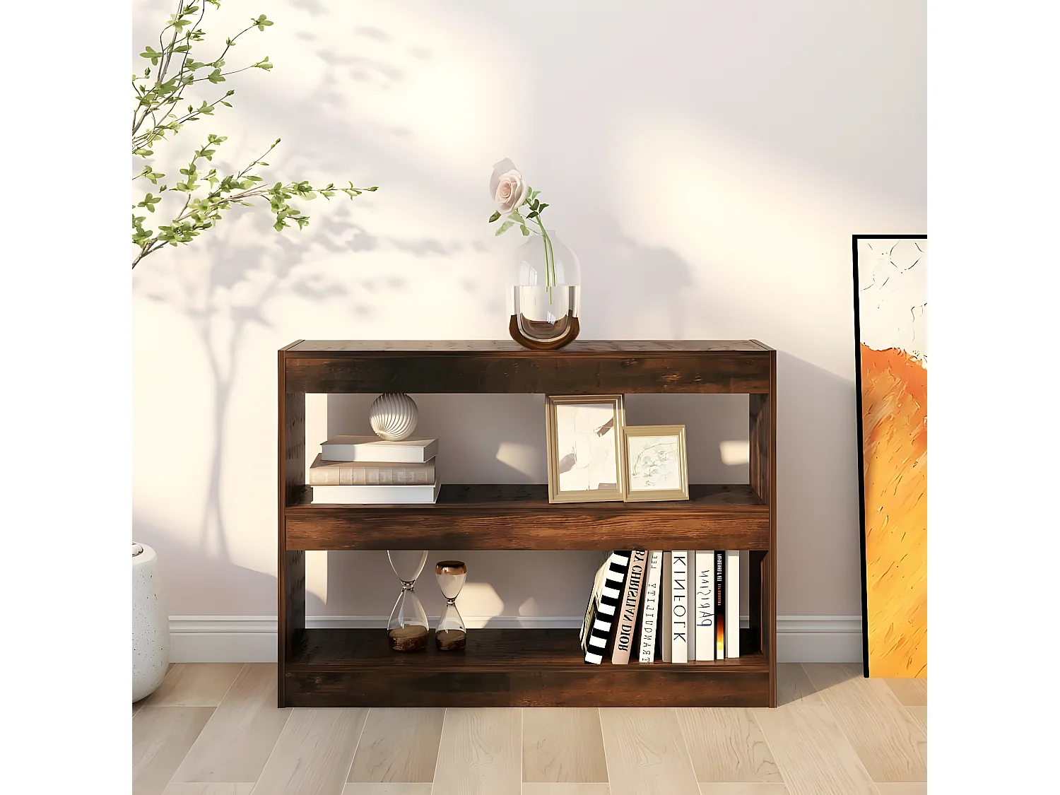 Bibliothèque/Séparateur de pièce Chêne fumé 100x30x72 cm