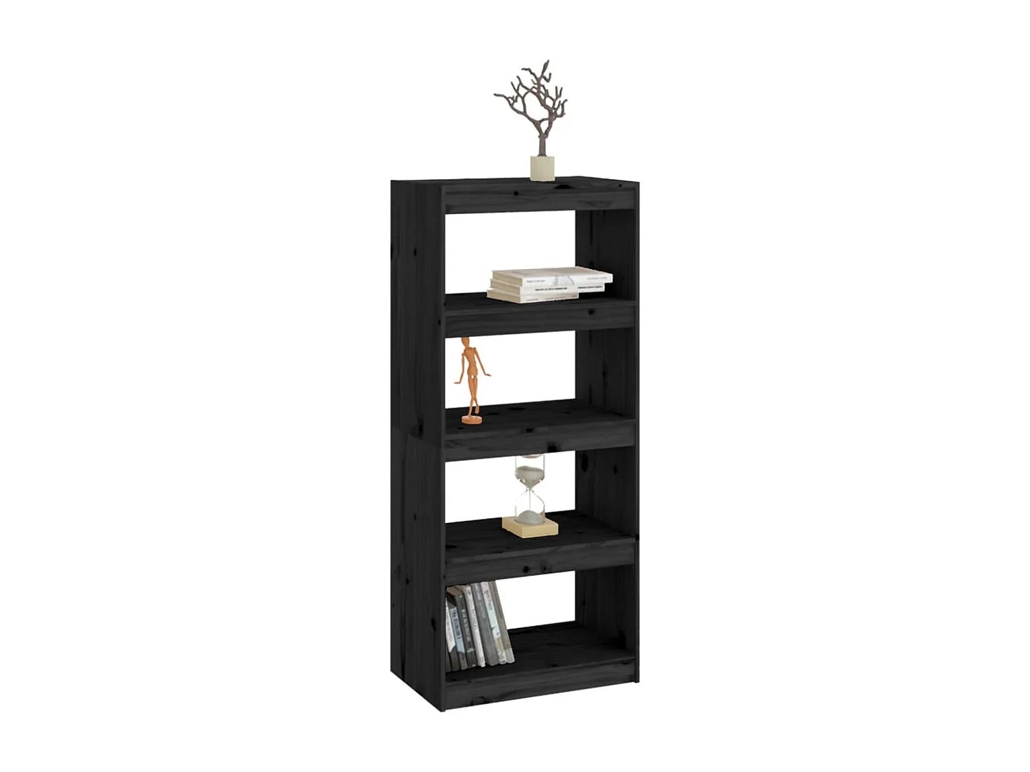 Bibliothèque/Séparateur de pièce Noir 60x30x135,5 cm Pin solide