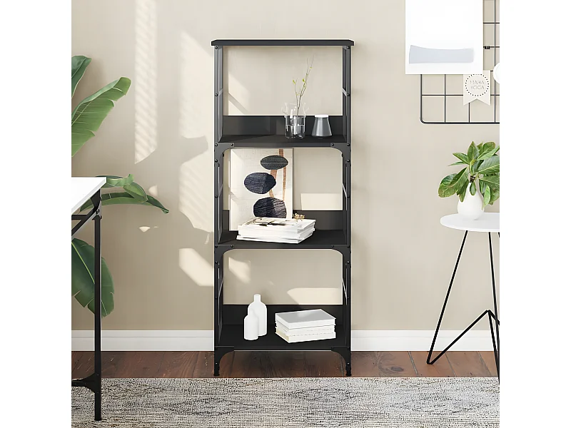 Bibliothèque noir 50x33x117,5 cm bois d'ingénierie