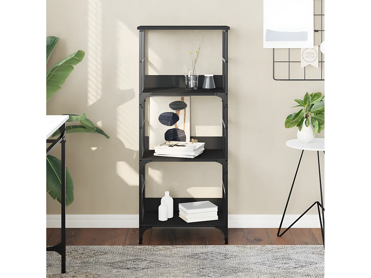 Bibliothèque noir 50x33x117,5 cm bois d'ingénierie