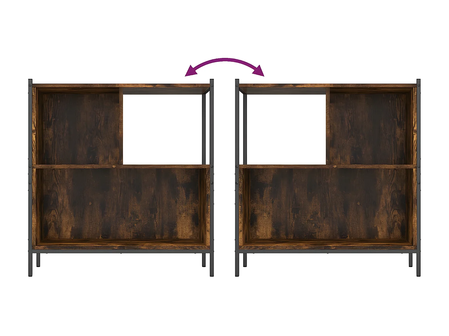 Bibliothèque chêne fumé 72x28x77,5 cm bois d'ingénierie